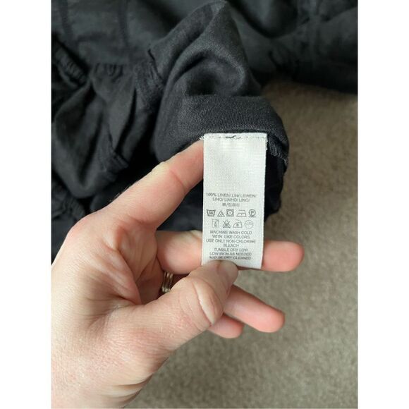 Free People Womens Bell Sleeve Peasant Blouse Linen Black XS / S - Picture 11 of 11